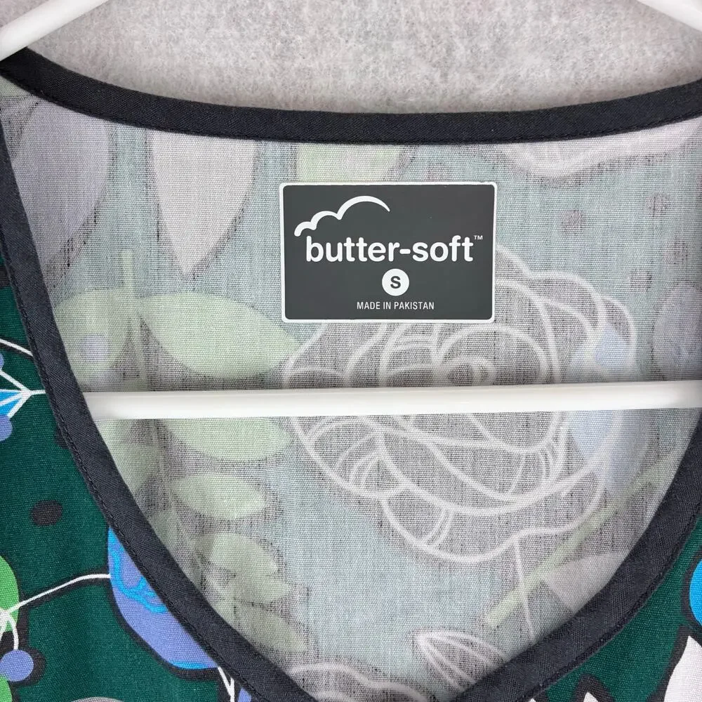 Butter Soft V Neck Tee Women's S Nurse Scrub Floral Medical Office Comfort